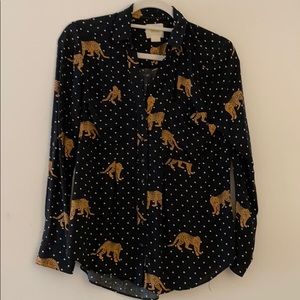 Anthropologie Maeve Leopard Blouse Size 2